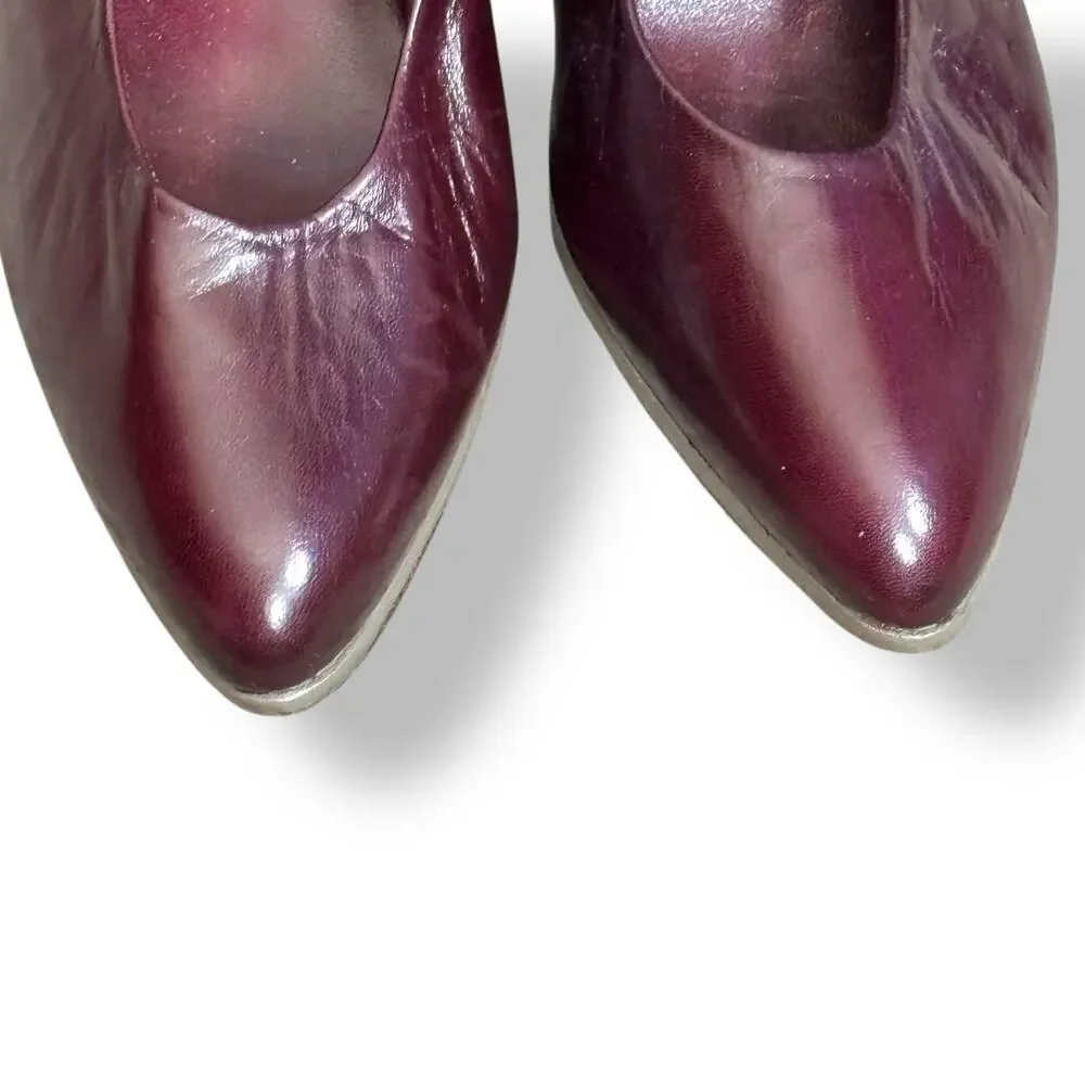 Vintage 80s Burgundy Leather Heels Size 7N Miguel Hernandez Bullock’s Spain‎